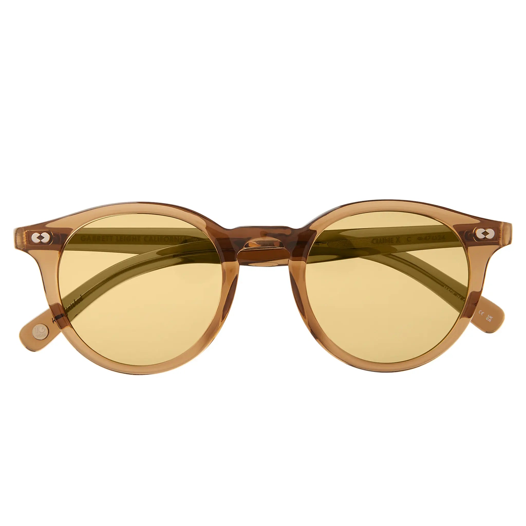 Front Back View of Garrett Leight Clune X Forever Classic Caramel Sunglasses 2129-47-C/PMP
